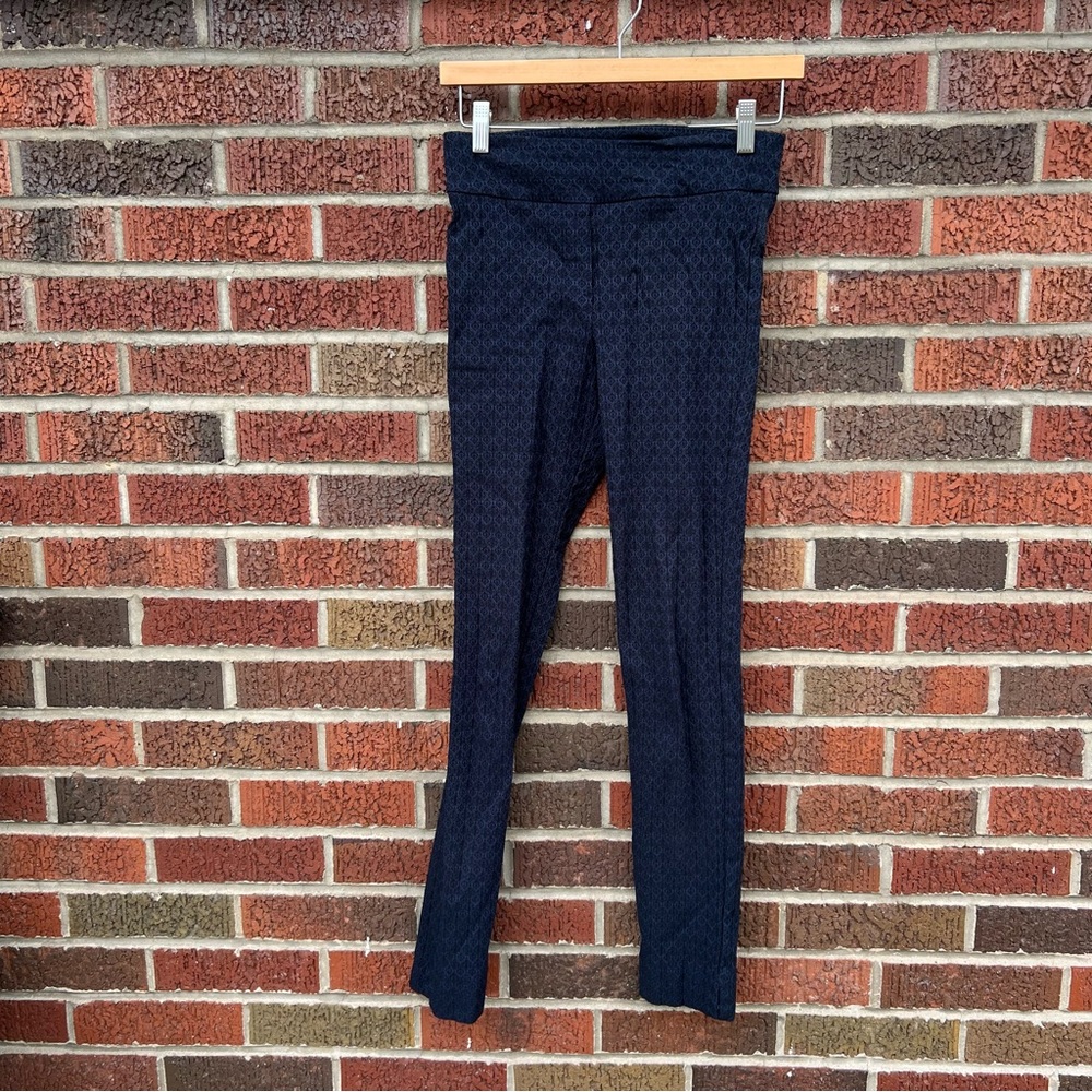 Erica Taylor Blue and Black Ornate Patterned  Mid Rise Trousers Pants